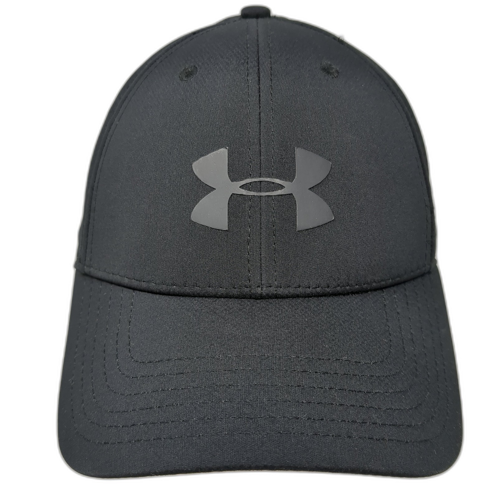 Under Armour Fitted Hat Black Large Vent Holes Logo Outdoor Solid