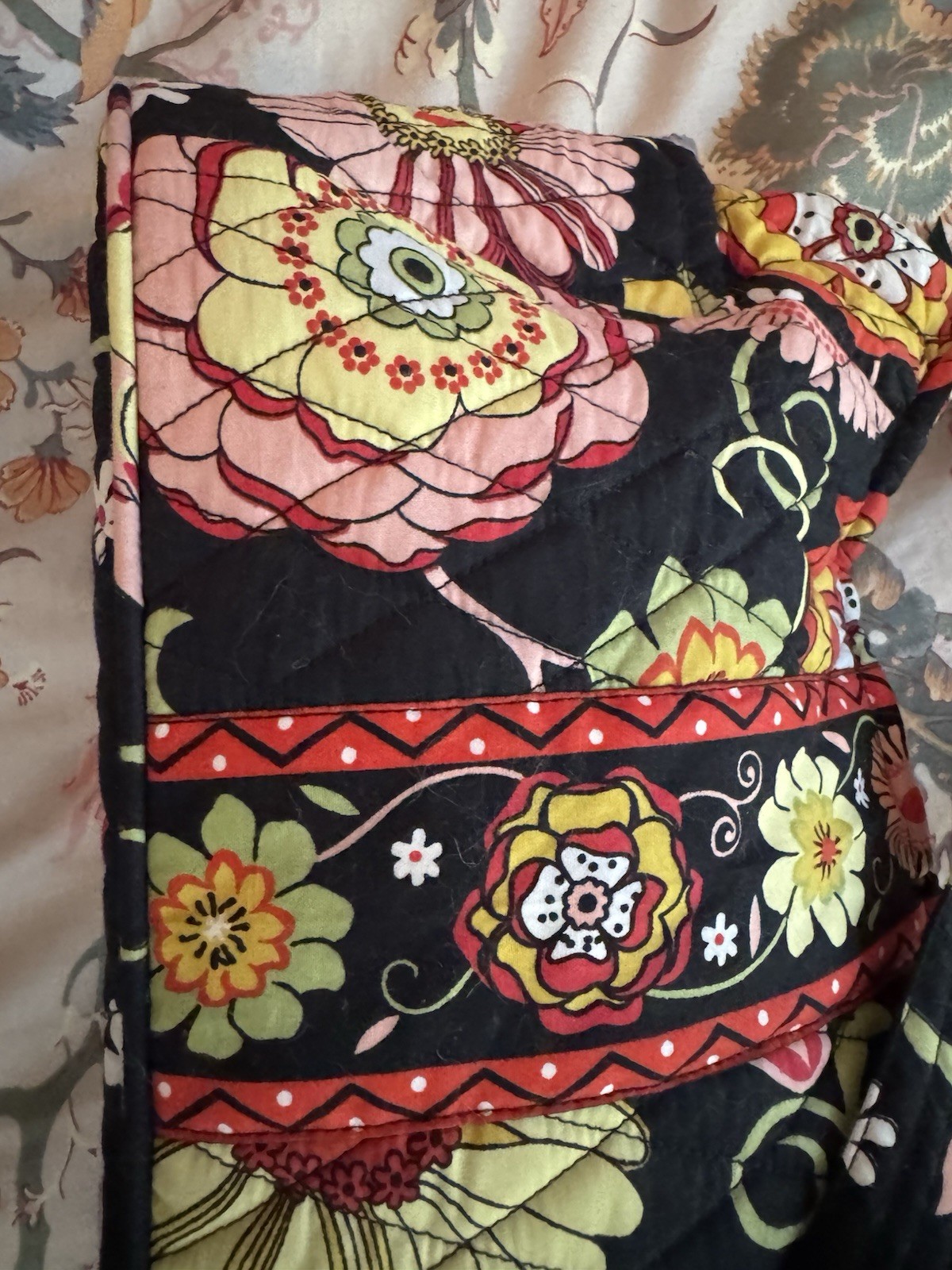 Bella Taylor Floral On Black Quilted Cotton Hobo Bag