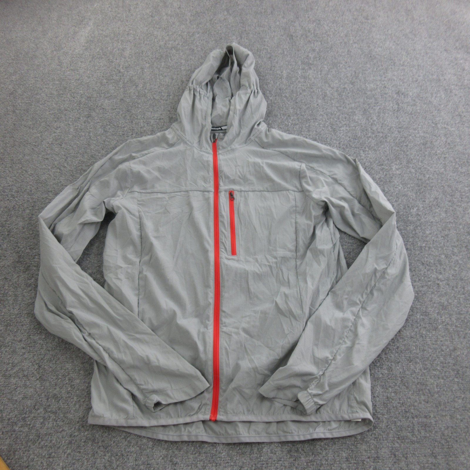 Nathan Jacket Mens Small Gray Hooded Full Zip Running Windbreaker NSP9060