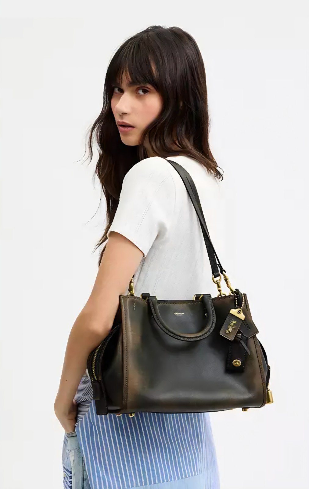 NWT Coach Loved Leather Rogue 31 Bag Brass Green Full Grain Leather CEN42 NEW!