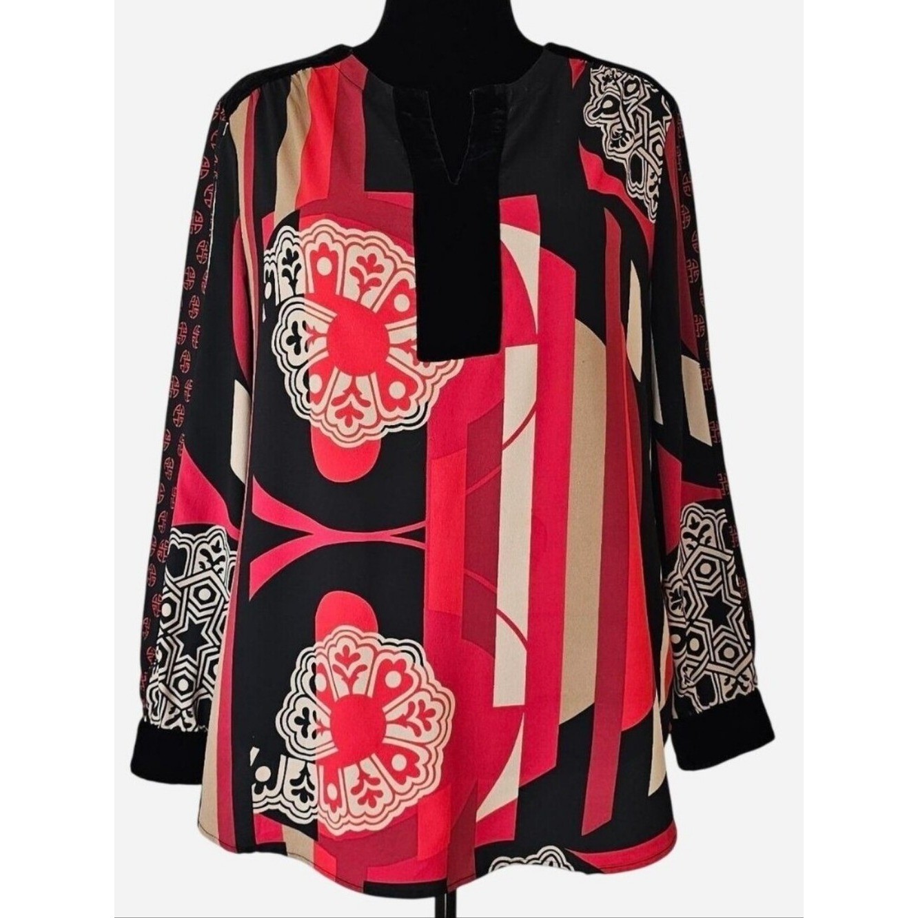 CHICO’S Women’s Multicolor Printed Long-Sleeve Tunic. Size 2 Or US 12