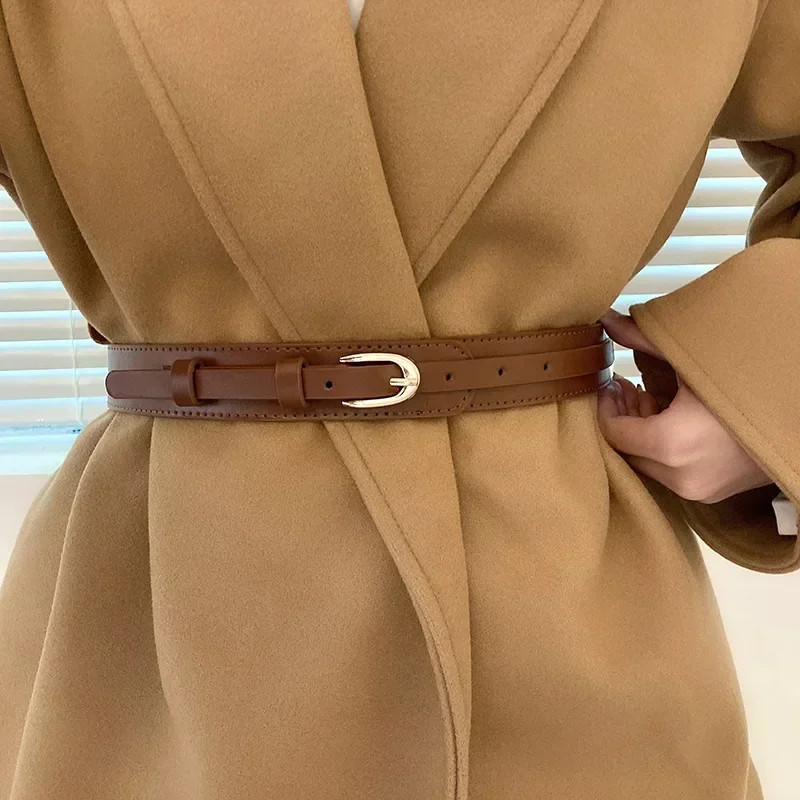 Women’s PU Waist Belt Solid Color Decorative Coat Belt