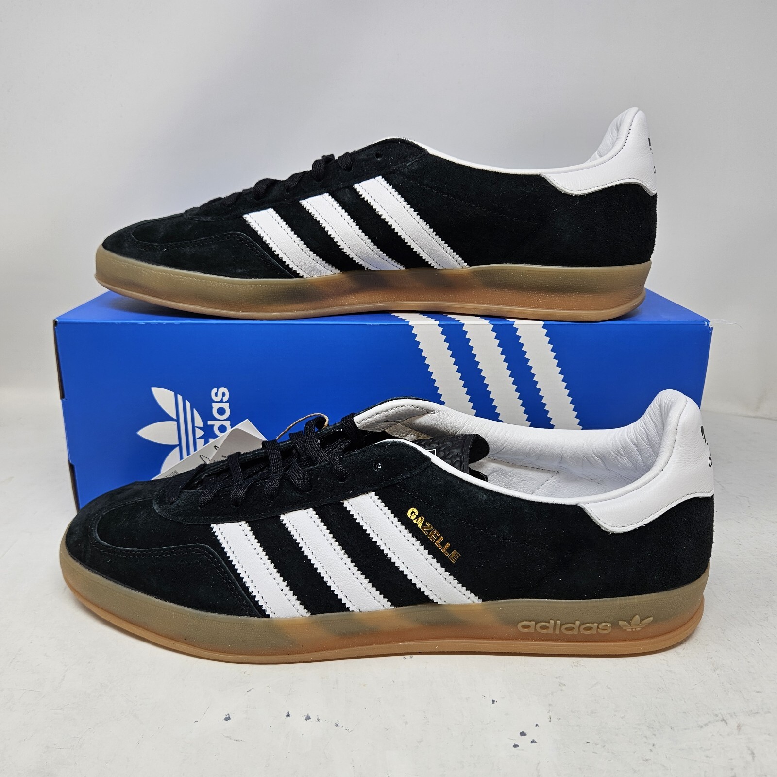 Men’s Adidas Gazelle Indoor Black Gum Athletic Casual Shoes / H06259 / Size 13