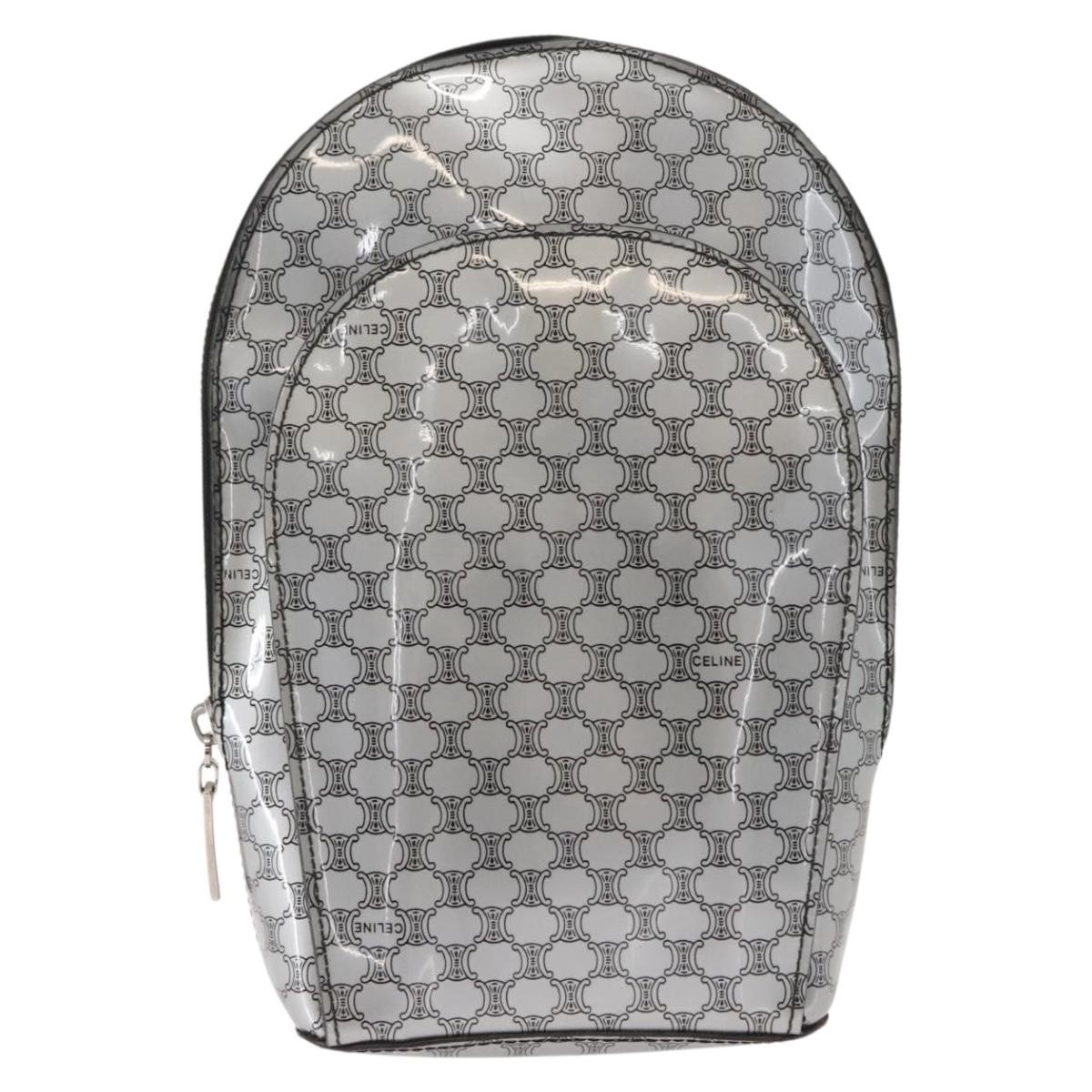 CELINE Macadam Canvas Backpack Silver Auth 146658