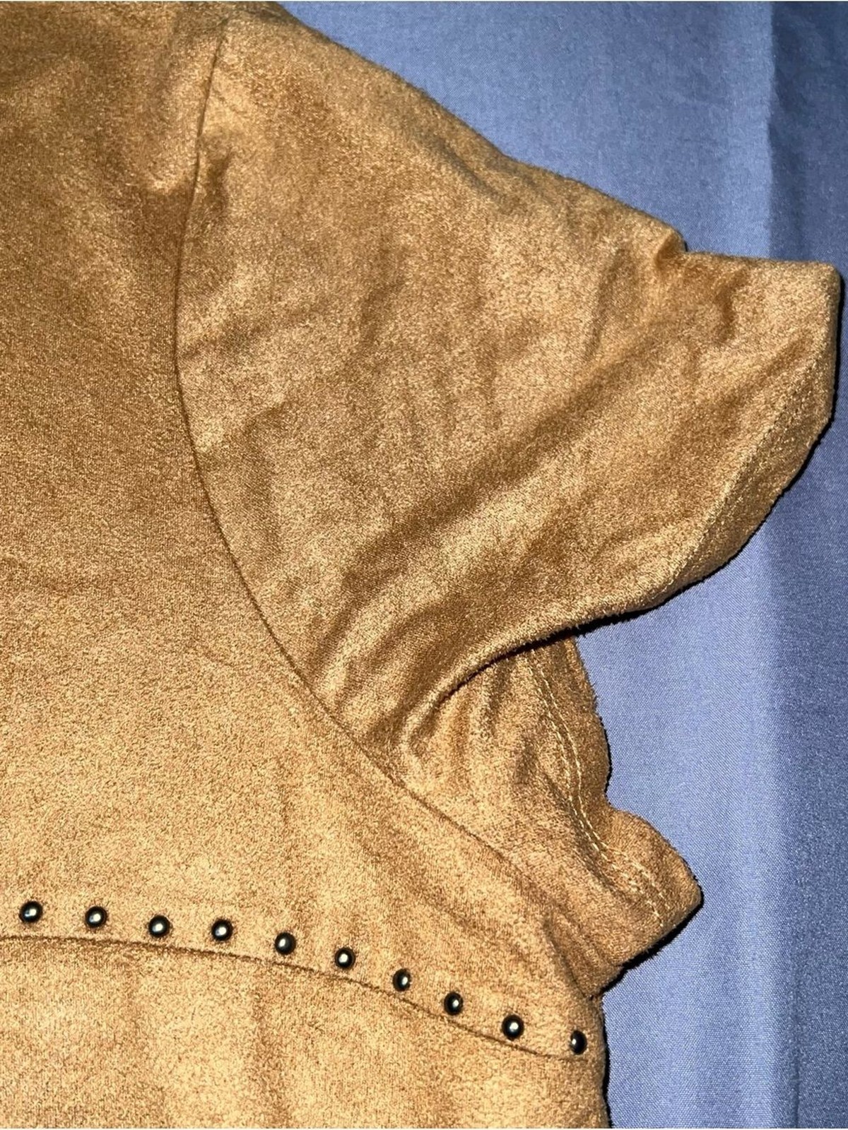 Plus Size Faux Suede Western Style Top with Rivet Detailing