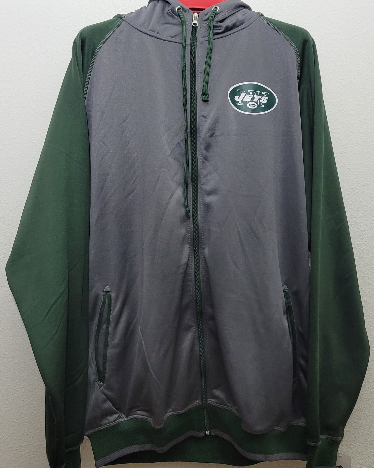 New York Jets NFL TX3 COOL Full Zip Hoodie Jacket Mens XLT Green/Gray NWT