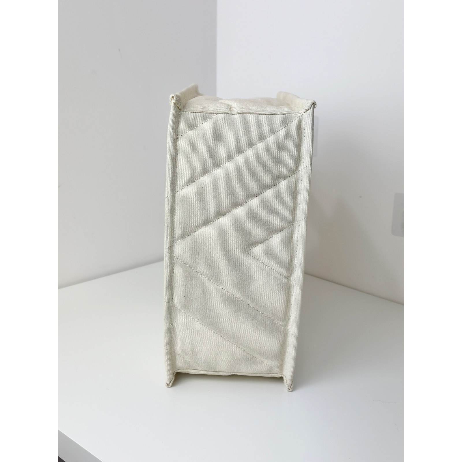Sandro Kasbah Quilted Canvas Tote Bag Beige Cream Ecru Logo Minimalist $320 NWT