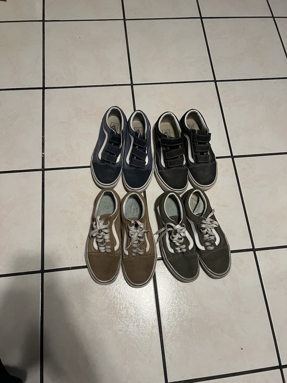 Vans Old Skool Lot Of 4 Size 7 All Green Khaki Blue Black