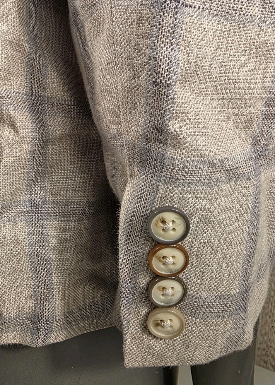 Lansky Brothers Men’s 44R Jacket Sport Coat Linen Check Plaid Tallia