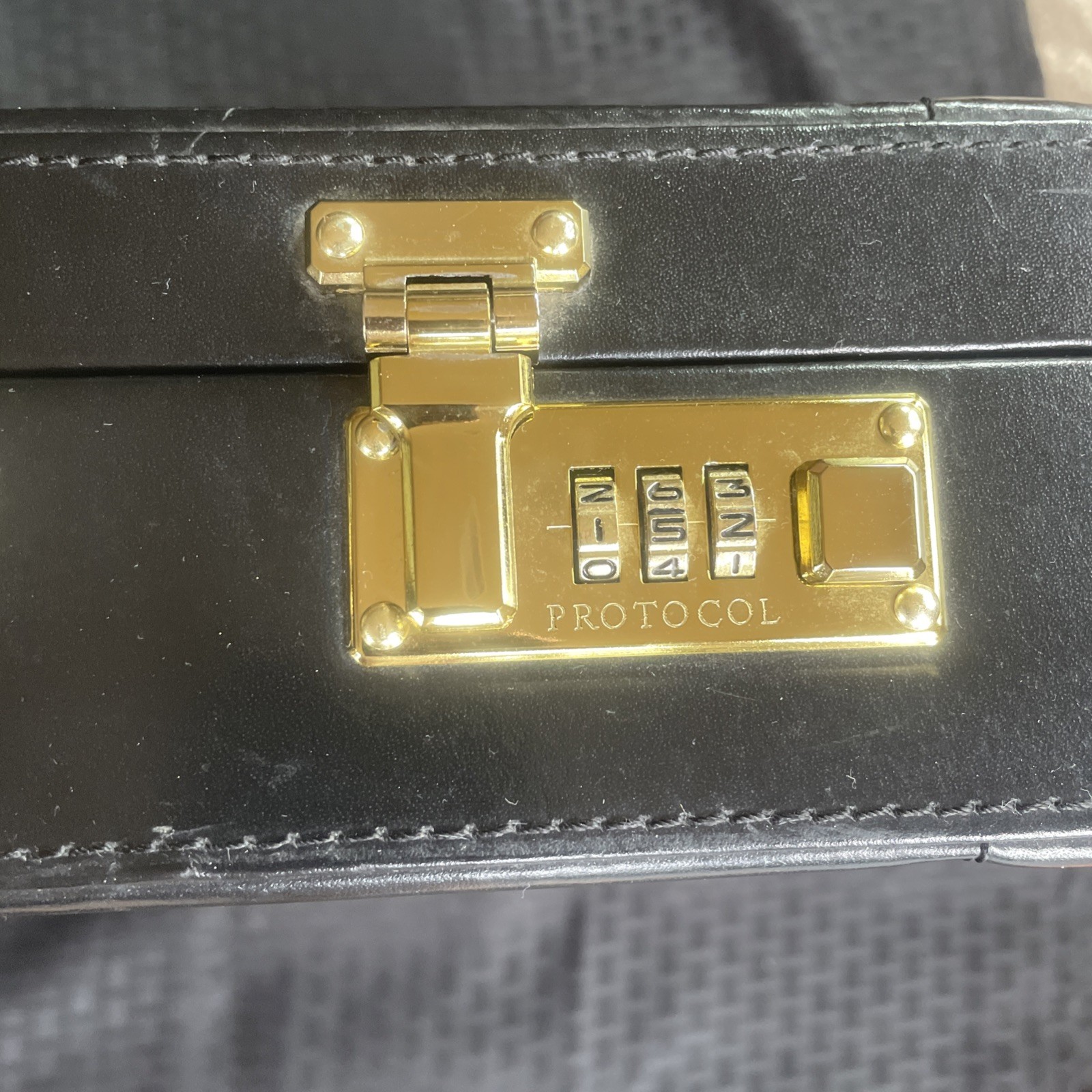 Vintage Protocol Black Hard Attache Briefcase 18″ Dual Combination Locks Clean