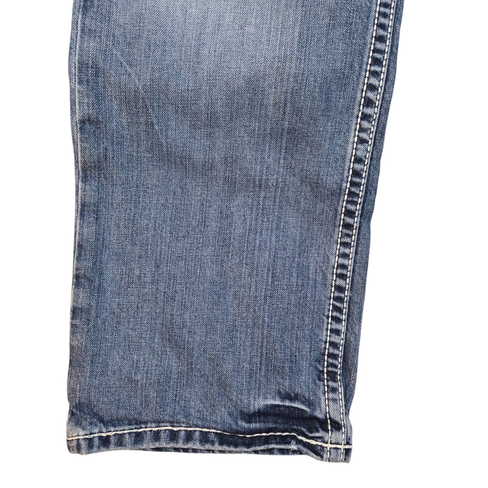 BKE Denim Ryan Straight Leg Mens Jeans Medium Wash Thick Stitch Size 32S 32×30