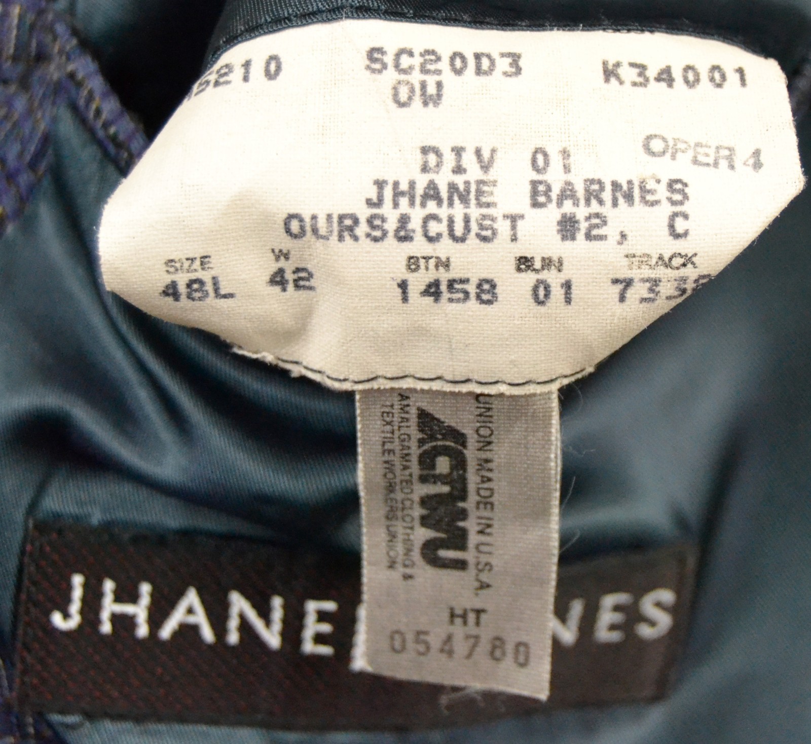 Vintage Royal Blue Wave Jacket with Big Shoulder Pads (Size 48R) By Jhane Barnes