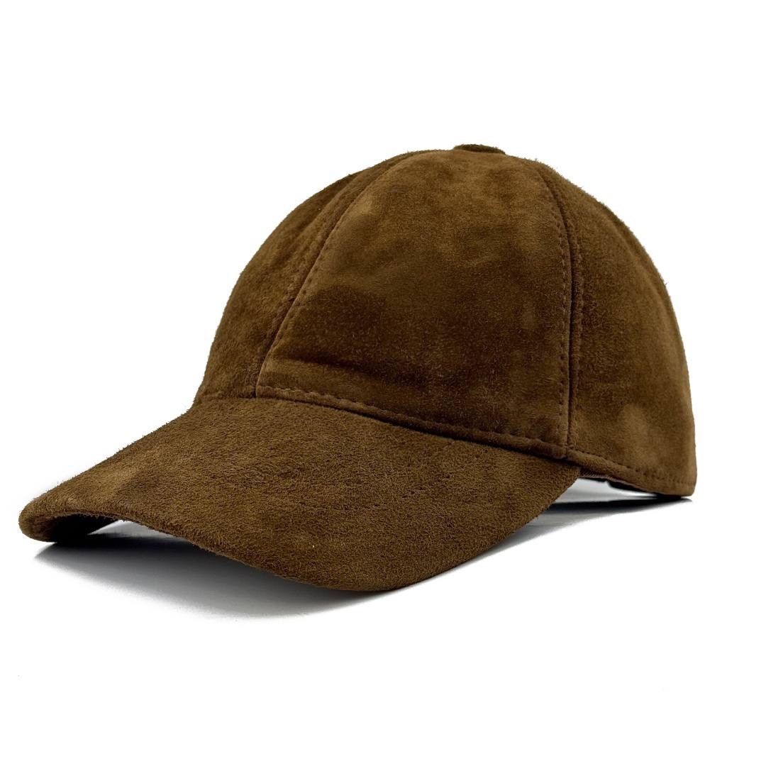 Real Suede Leather Baseball Cap for Men – Handmade Premium Quality Brown