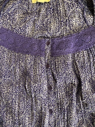 Brina &em Womens Shirt Blouse Top Size XL Purple Button Up Lace Trim. Pre-owned