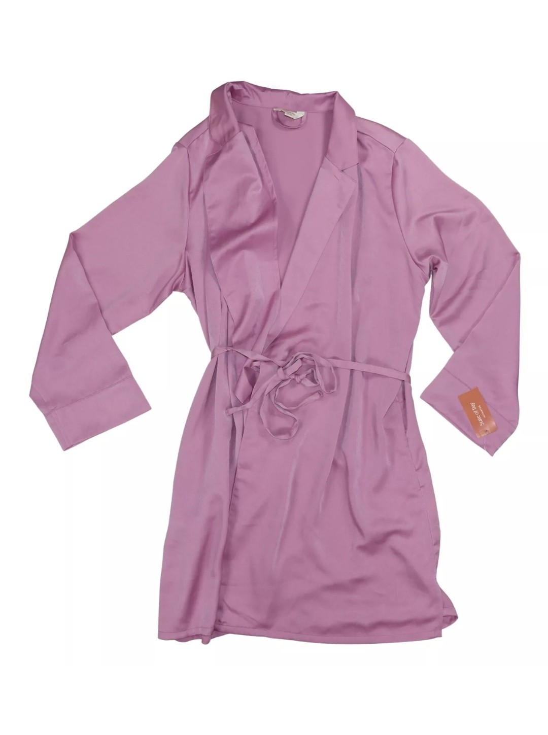 State of Day Womens Silk Touch Self-Tie Robe Mauve Orchid Purple XS