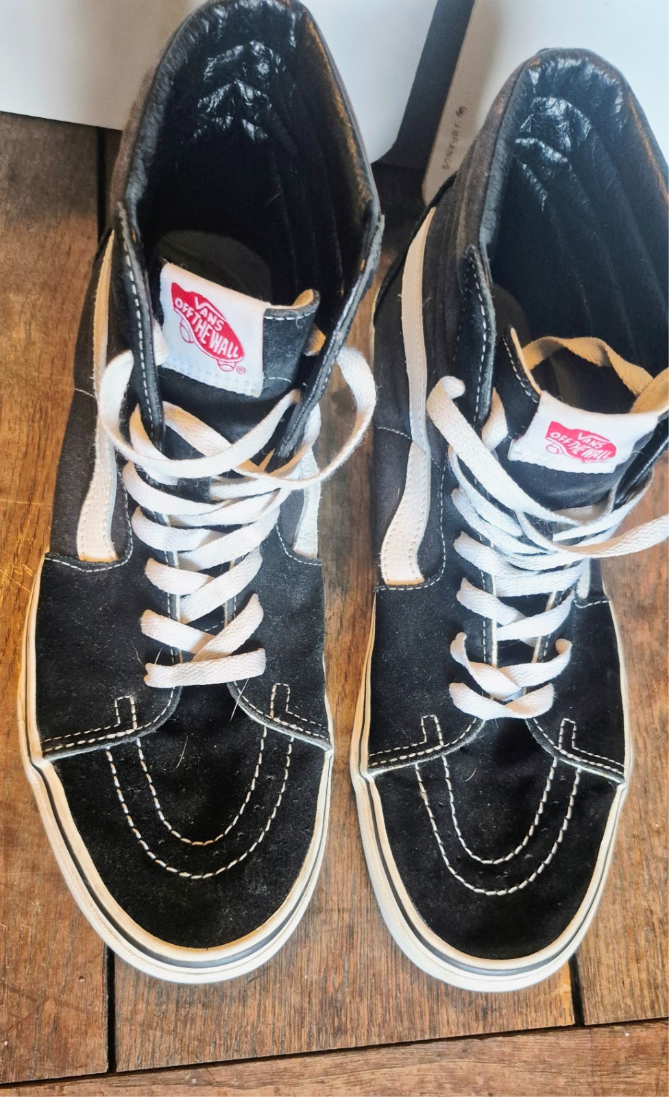 Vans SK8 HI Black White Canvas High Top Skateboard Shoes Size W-7.5 M-6 Ex Con