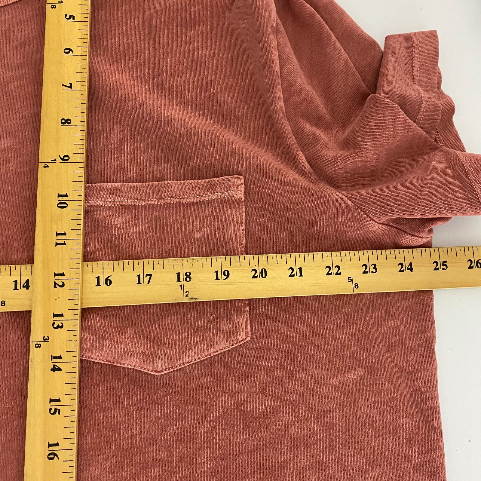 Marine Layer Tee Mens Size L Vintage Heavy Slub Pocket Rust Red Short Sleeve
