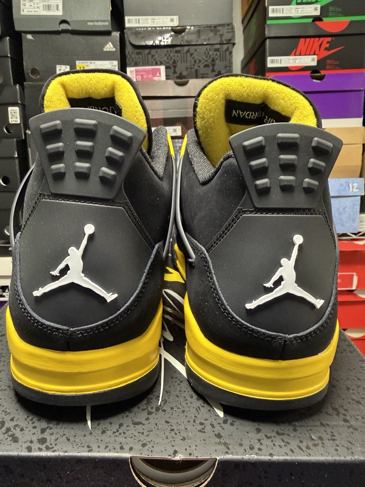 Nike Air Jordan 4 RETRO DH6927 017 BLACK YELLOW WHITE MENS Size 13 BRAND NEW