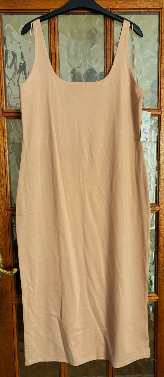 BNWT Ladies PRIMARK Sandy STONE BROWN Pull On Stretchy BODYCON MIDI Dress XL