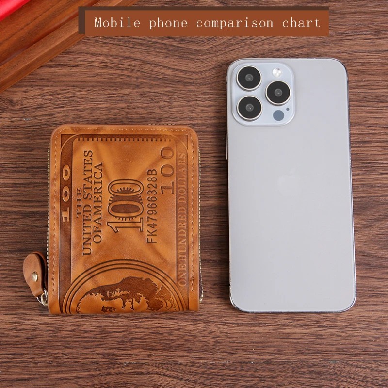 Mens Leather Wallet Bill Money Billfold US 100 Dollar Safe Purse Bifold US FAST