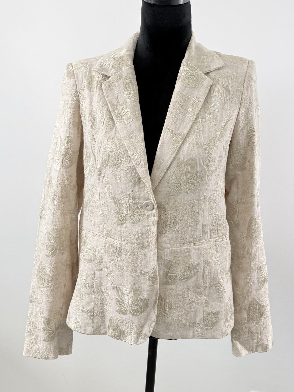Sundance Jacket Women’s Small Beige Blazer Embroidered 100% Linen New