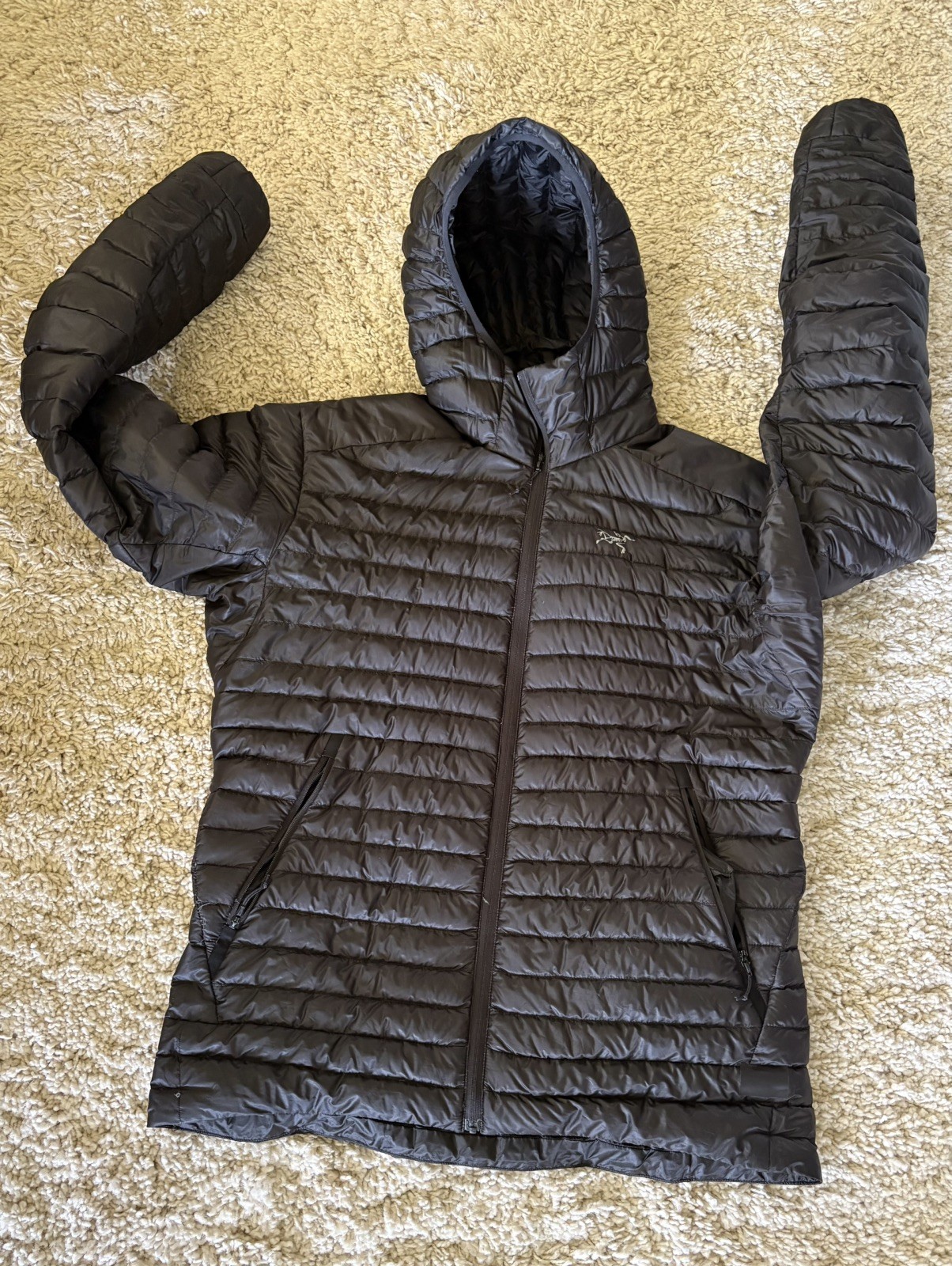 ARC’TERYX Jacket Mens Sz M Black Puffer Cerium SL Hooded Puffer Down Coat Zip