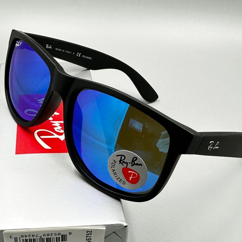54mm Ray-Ban RB4165 622/55 Justin Black Frame Blue Polarized Lenses Sunglasses