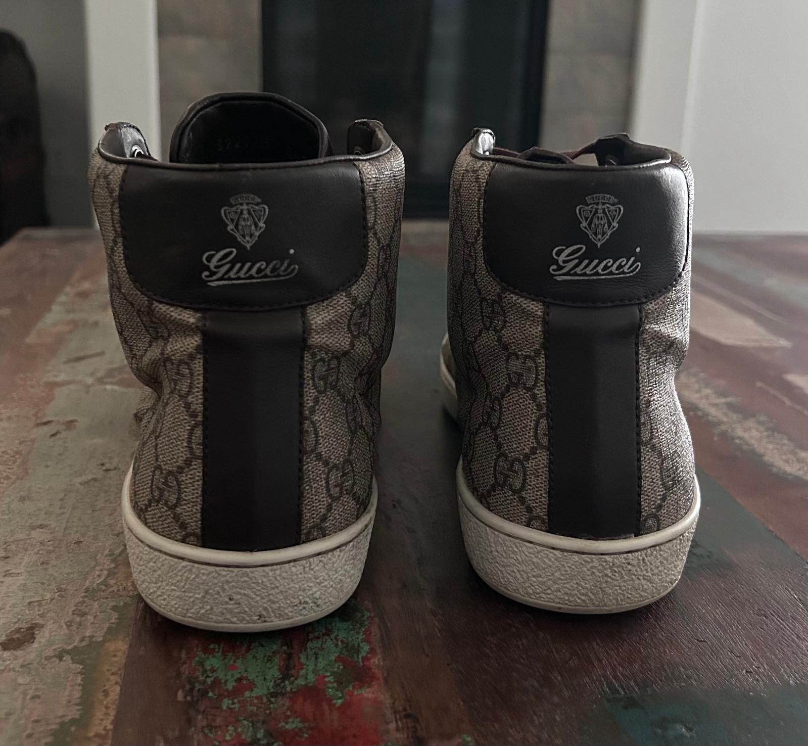AUTHENTIC GUCCI BROOKLYN SNEAKERS BEIGE EBONY 322733 GG SZ 8.5 (fits USA 9.5)