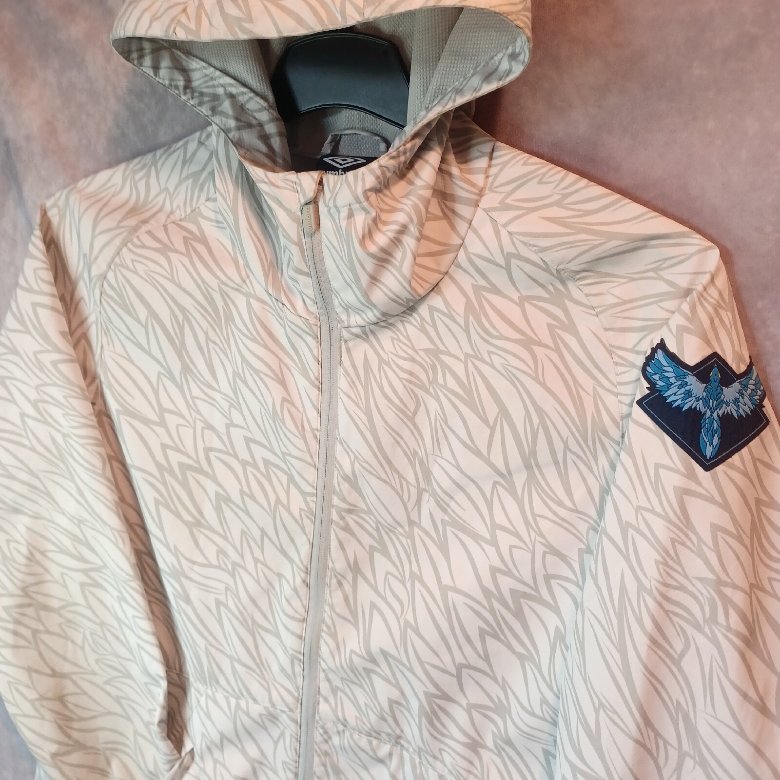 Umbro Premier Jacket Medium White Gray Windbreaker Hoodie Mens Blue Bird Phoenix