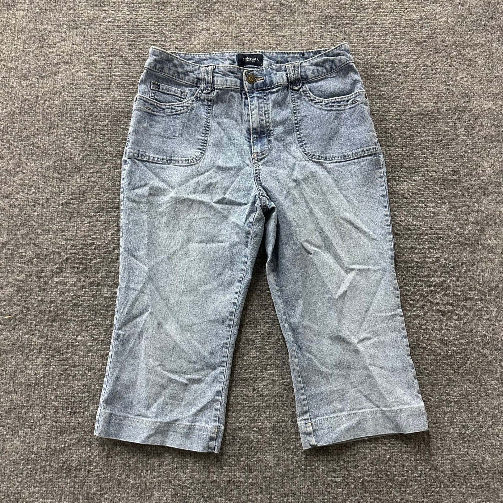 Sonoma Capris Womens Size 10 Blue Denim Light Wash Stretch Cropped Casual Pants