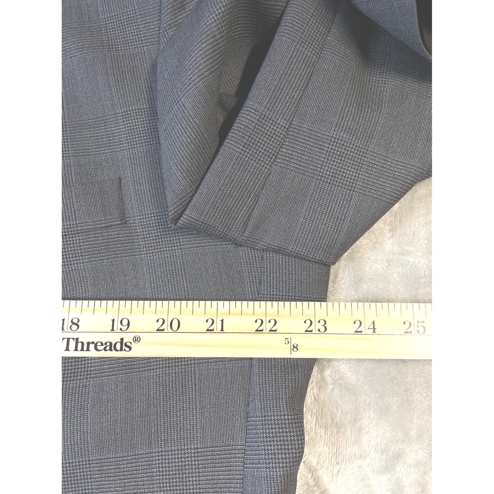 Corporate Image Tailored 42L Wool Blazer Mens Size Gray Glen Plaid Jacket *Flaw