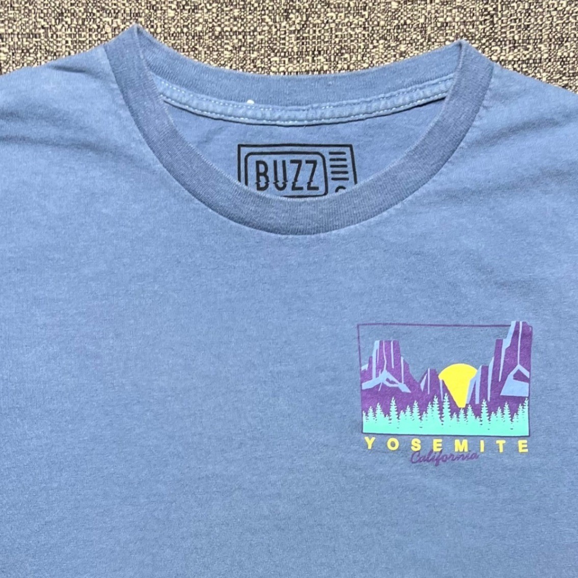 Yosemite National Park Sunset Mountain Double Sided Blue T Shirt Mens Medium