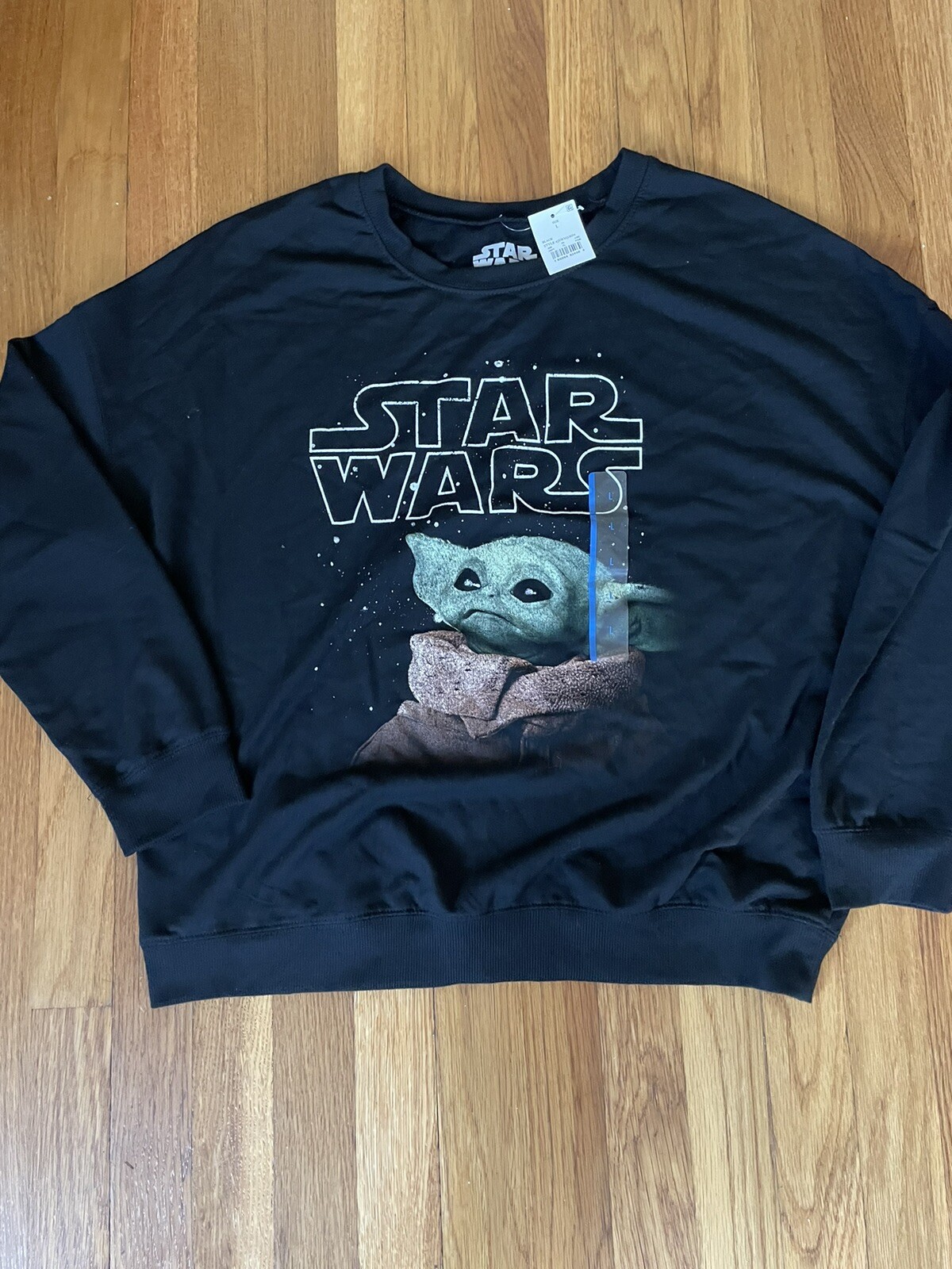 Stars Wars Baby Yoda Mens Long Sleeve Shirt NWT Sz Large Black