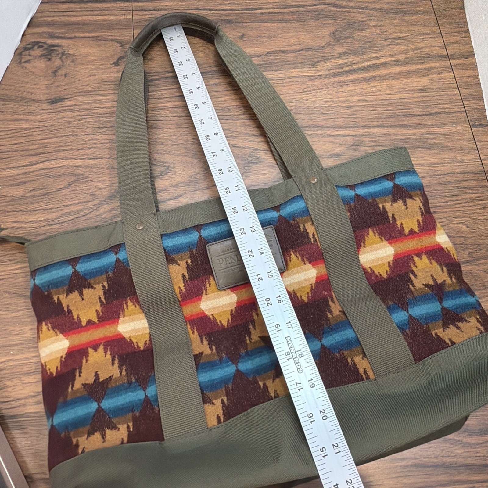 Pendleton Woolen Mills Tote Bag Aztec Southwestern – Spilt Red Polish Inside