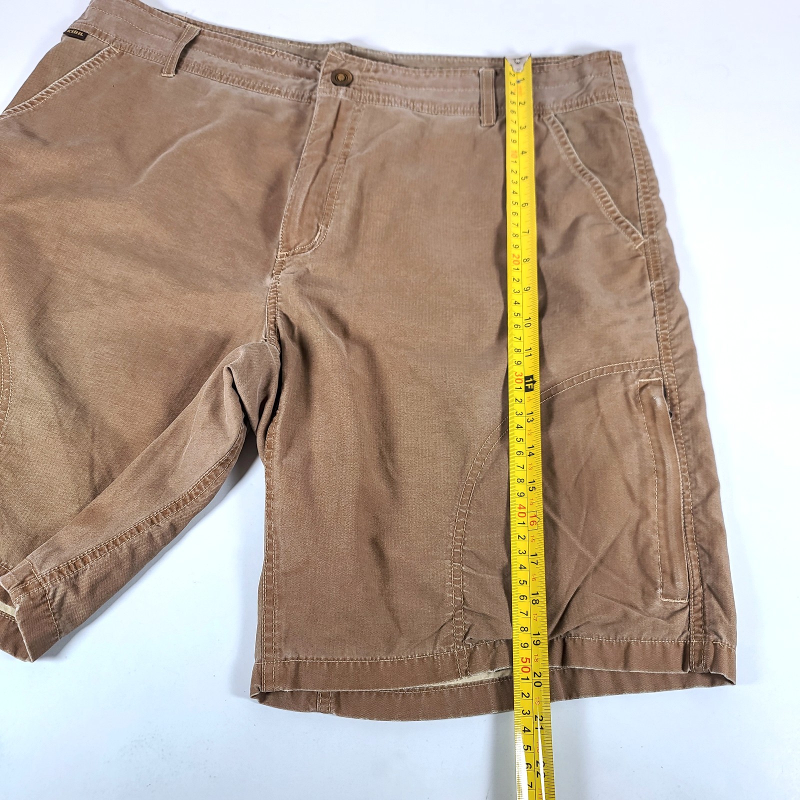 Kuhl Revolvr Cargo Shorts Men’s 36 Brown Nylon Cotton Quick Dry Zipper-Pockets