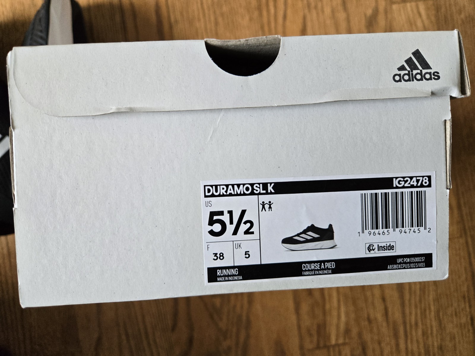 Adidas Duramo SL Running Sneakers, Black/White/Carbon, Size 5.5
