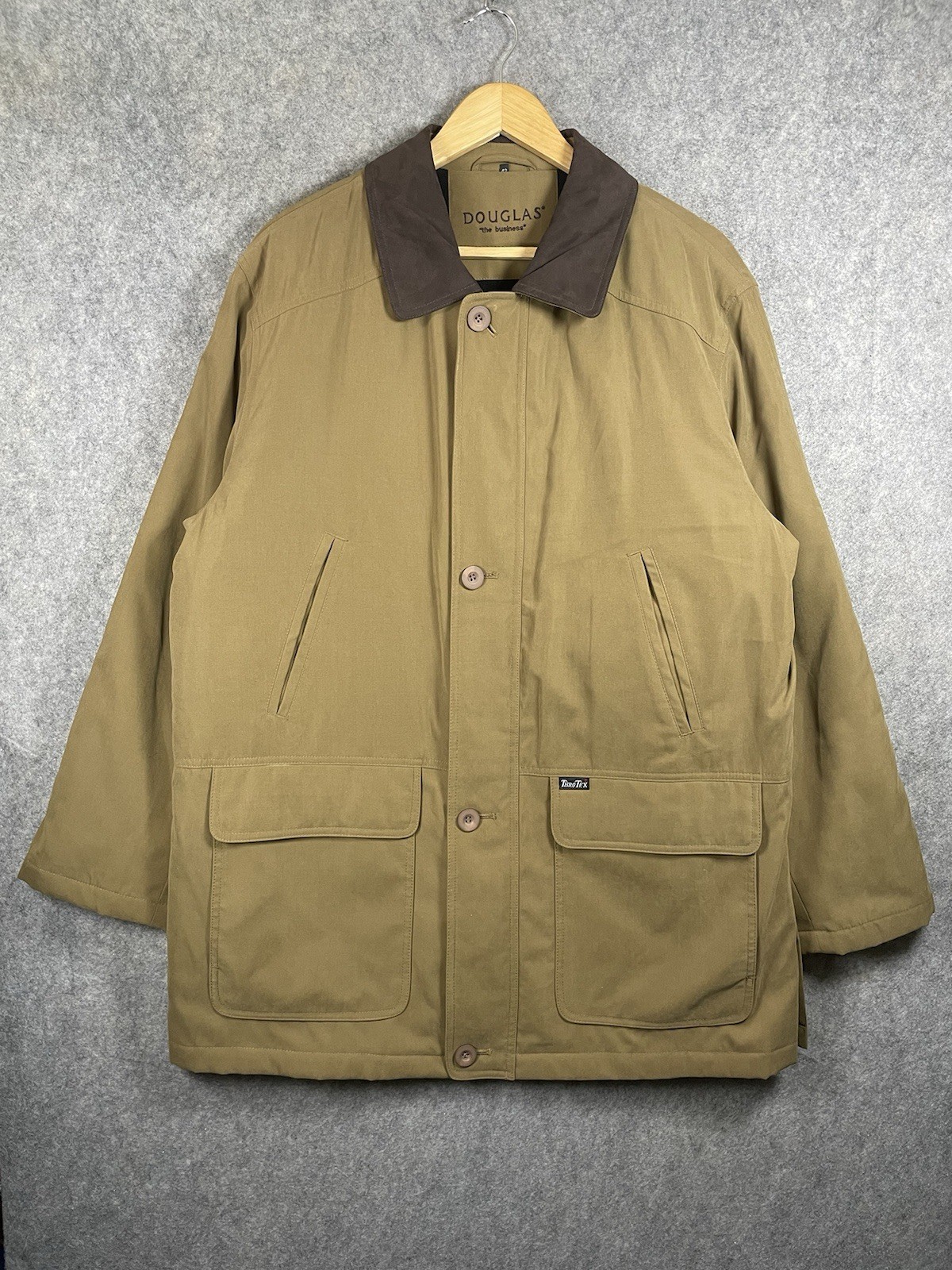 Douglas ‘The Business’ Coat Mens Large Beige Brown Padded Coat Outdoor ThroTex