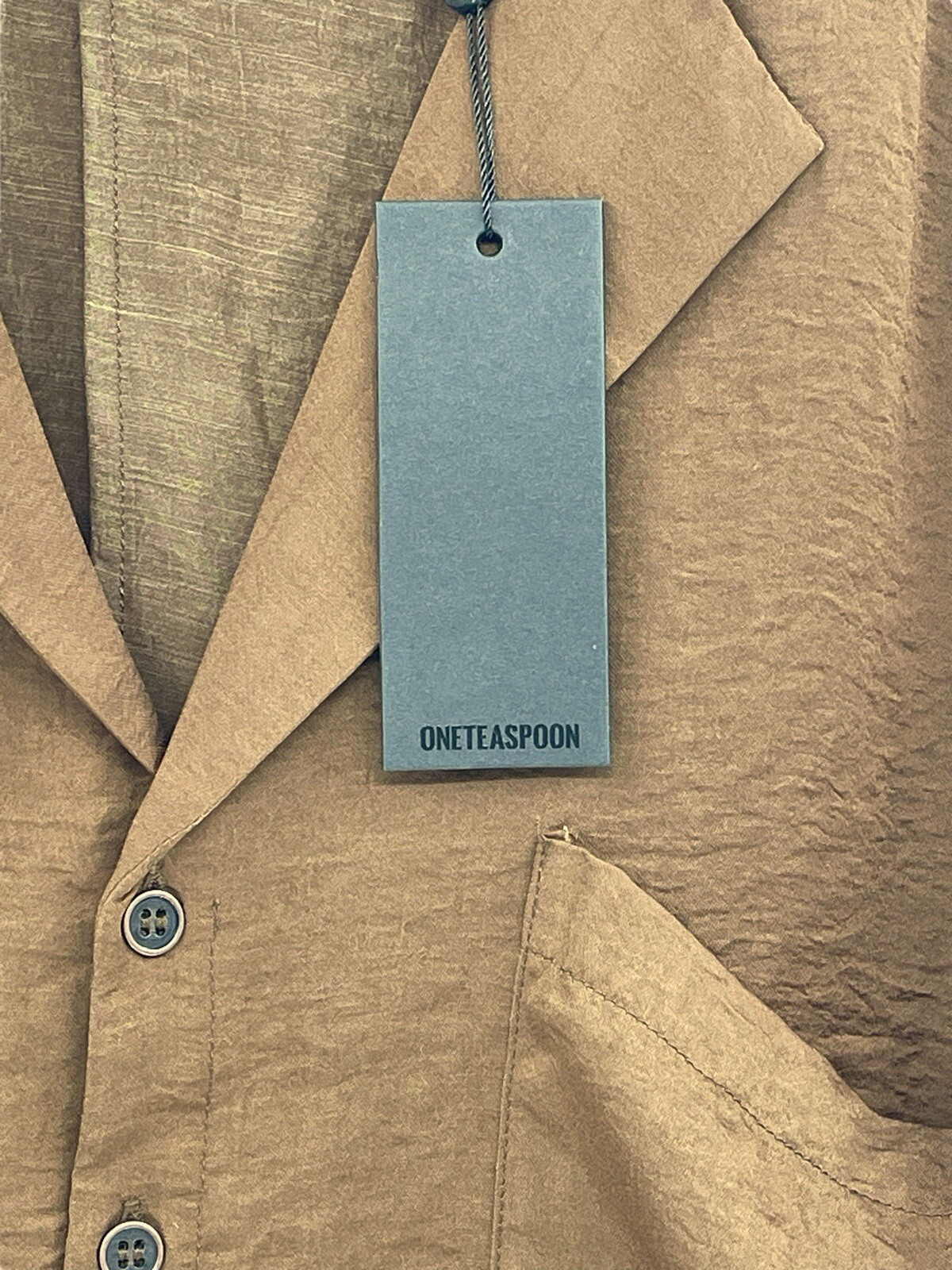 One Teaspoon Men’s Faux Silk Shirt Button Front Bronze Brown Size XL