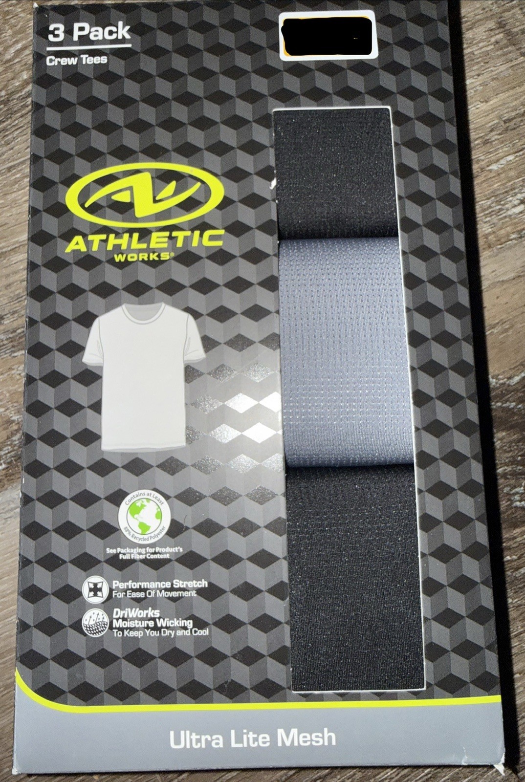 Athletic Works ~ Mens 3-Pack T-Shirts Crew Neck Ultra Lite Mesh Performance ~ XL