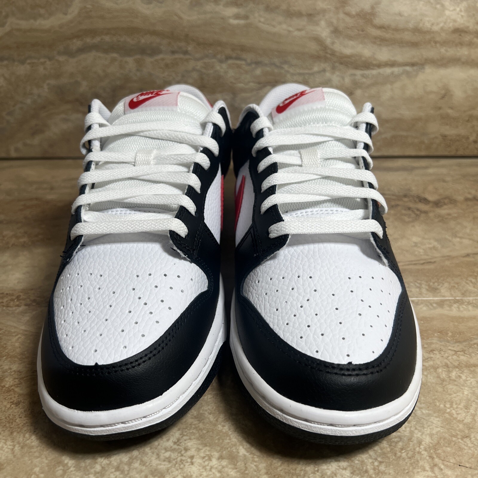 Nike Dunk Low Retro Red Swoosh Panda Black White Shoes Men’s Sizes 8-14