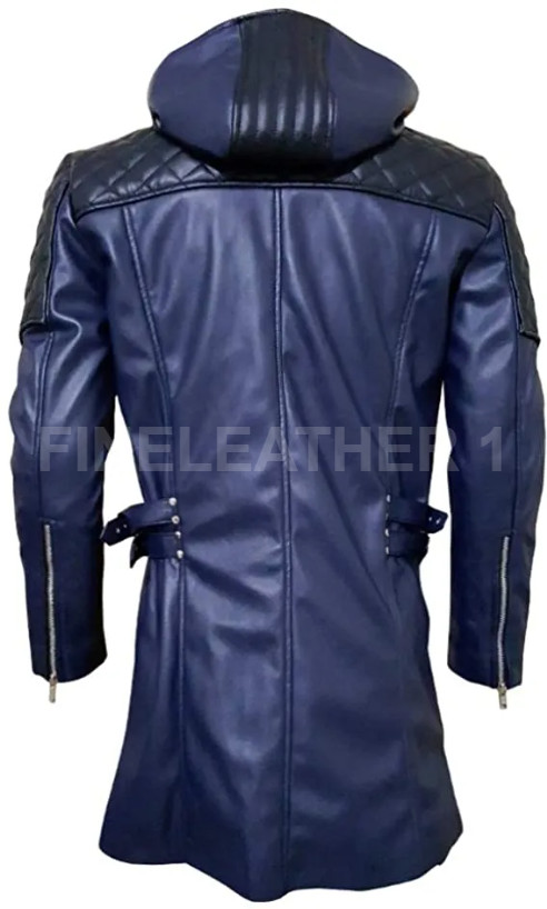 DMC 5 Ner-o Devil May Cry Costume Blue Leather Trench Coat Jacket