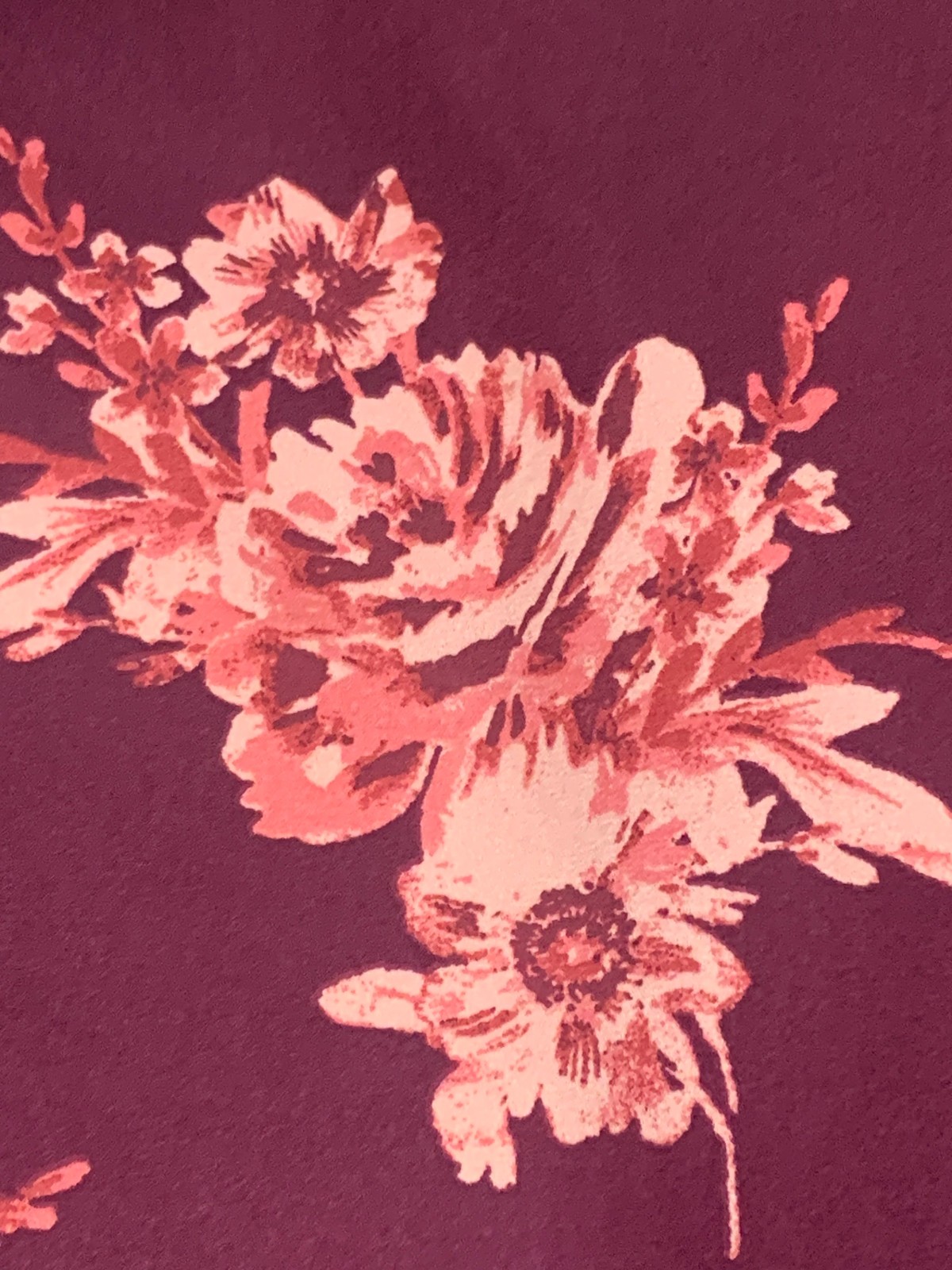SIMPLY STYLED XL P Burgundy Pink Floral SHIRT BLOUSE Roll Tab Sleeve V Neck