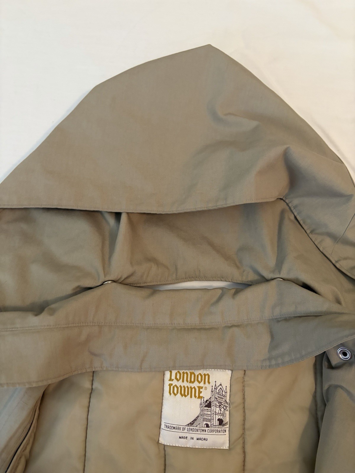 London Fog Coat Jacket Removable Quilted Lining Beige Women’s Tan Large Hooded