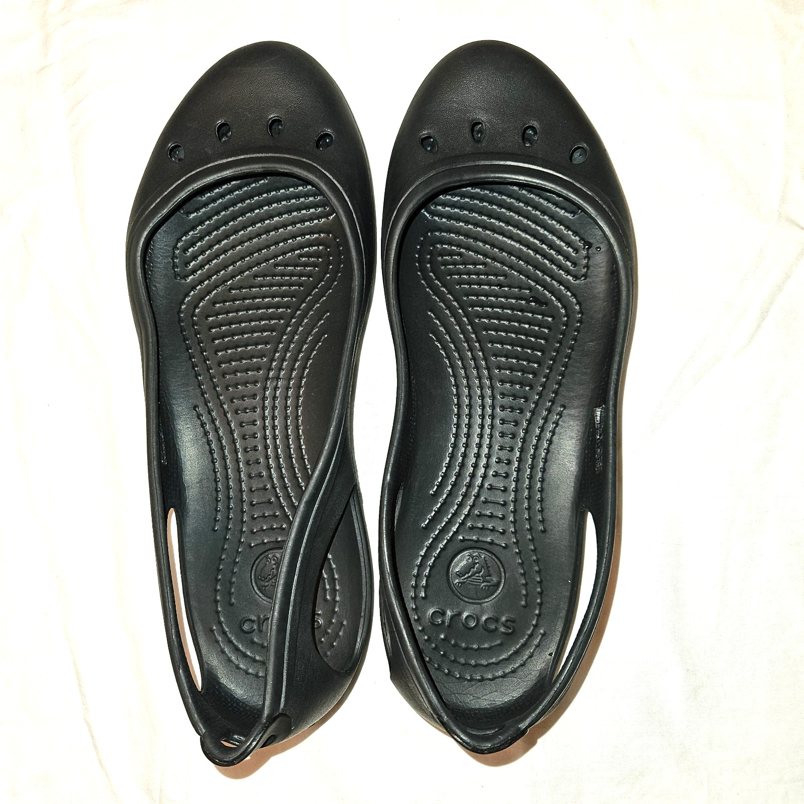 Crocs Kadee Ballet Flats Women’s Size 10 Black Comfort Casual Slip On Shoe EUC
