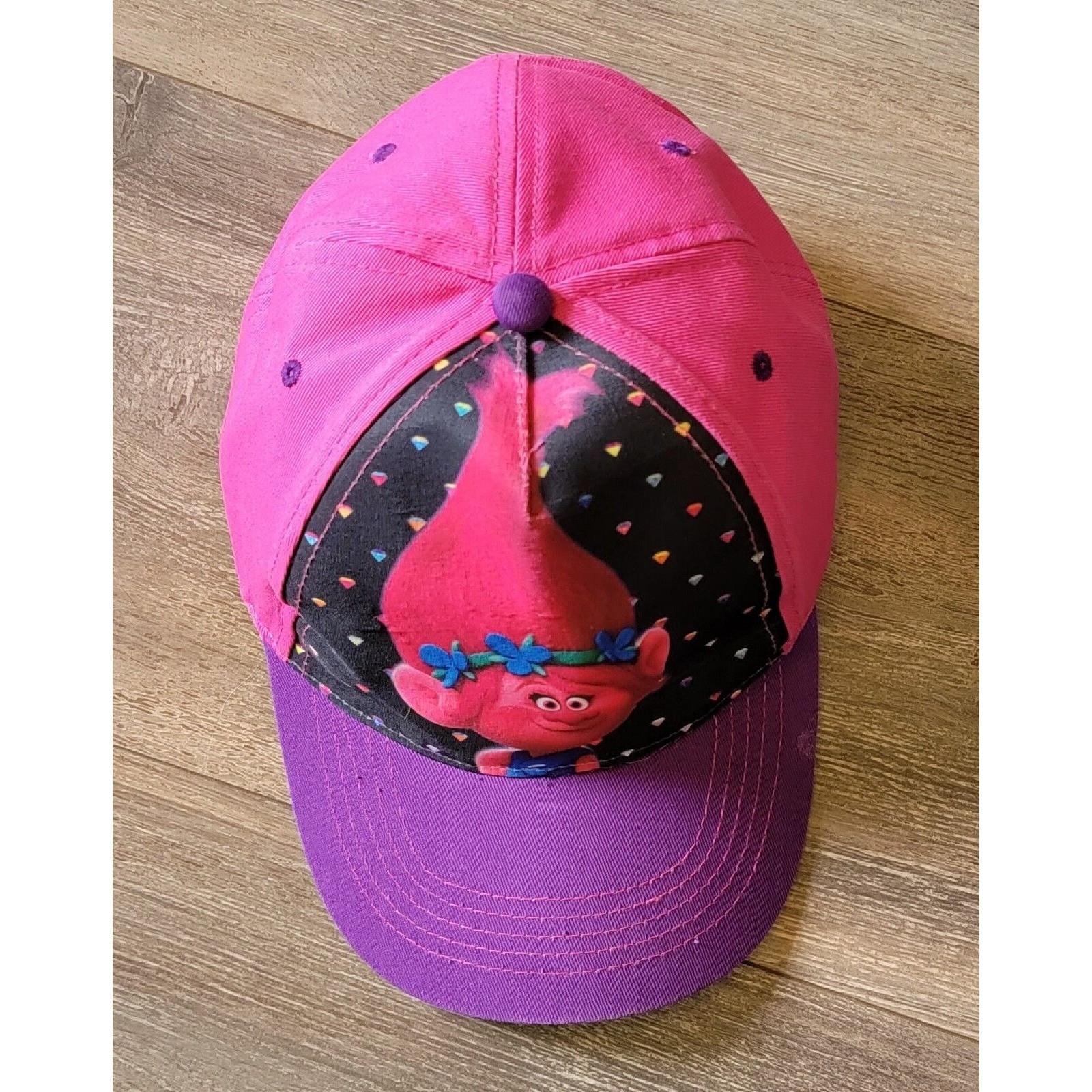 Dreamworks Trolls Girls Pink Purple Baseball Hat Adjustable Strapback Cap