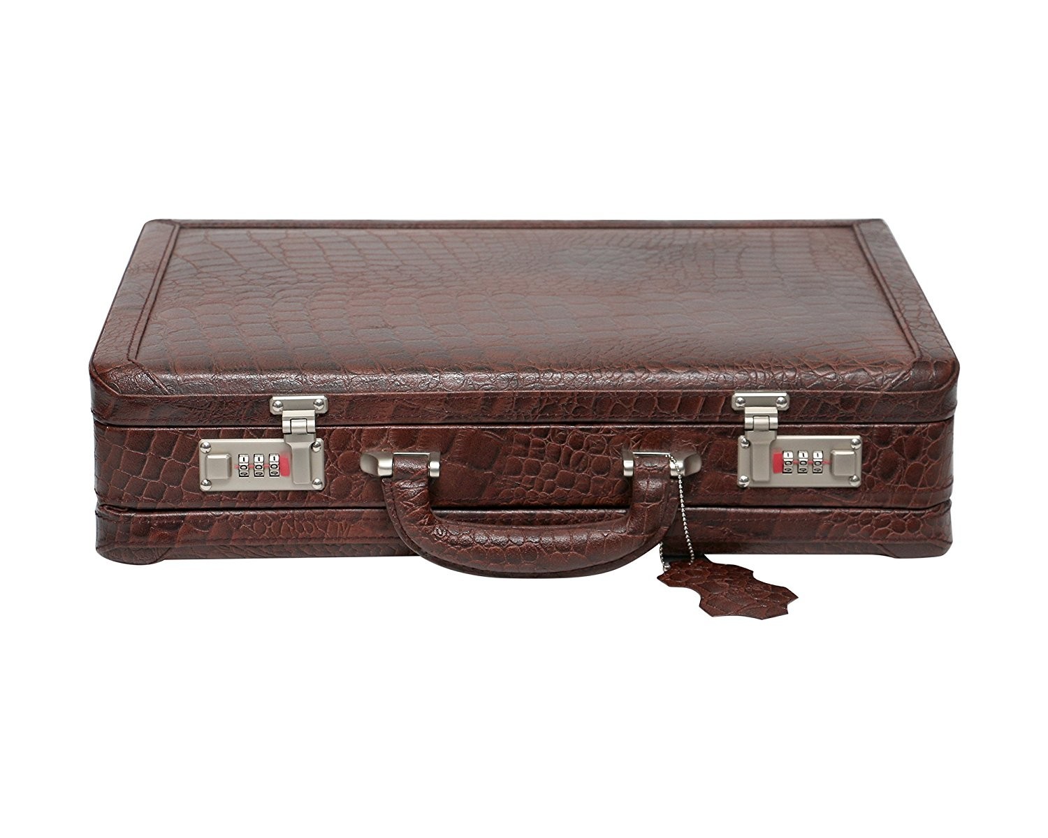 Genuine Leather CROCO Briefcase Bag 18 Inch With Number Lock Messenger Attache
