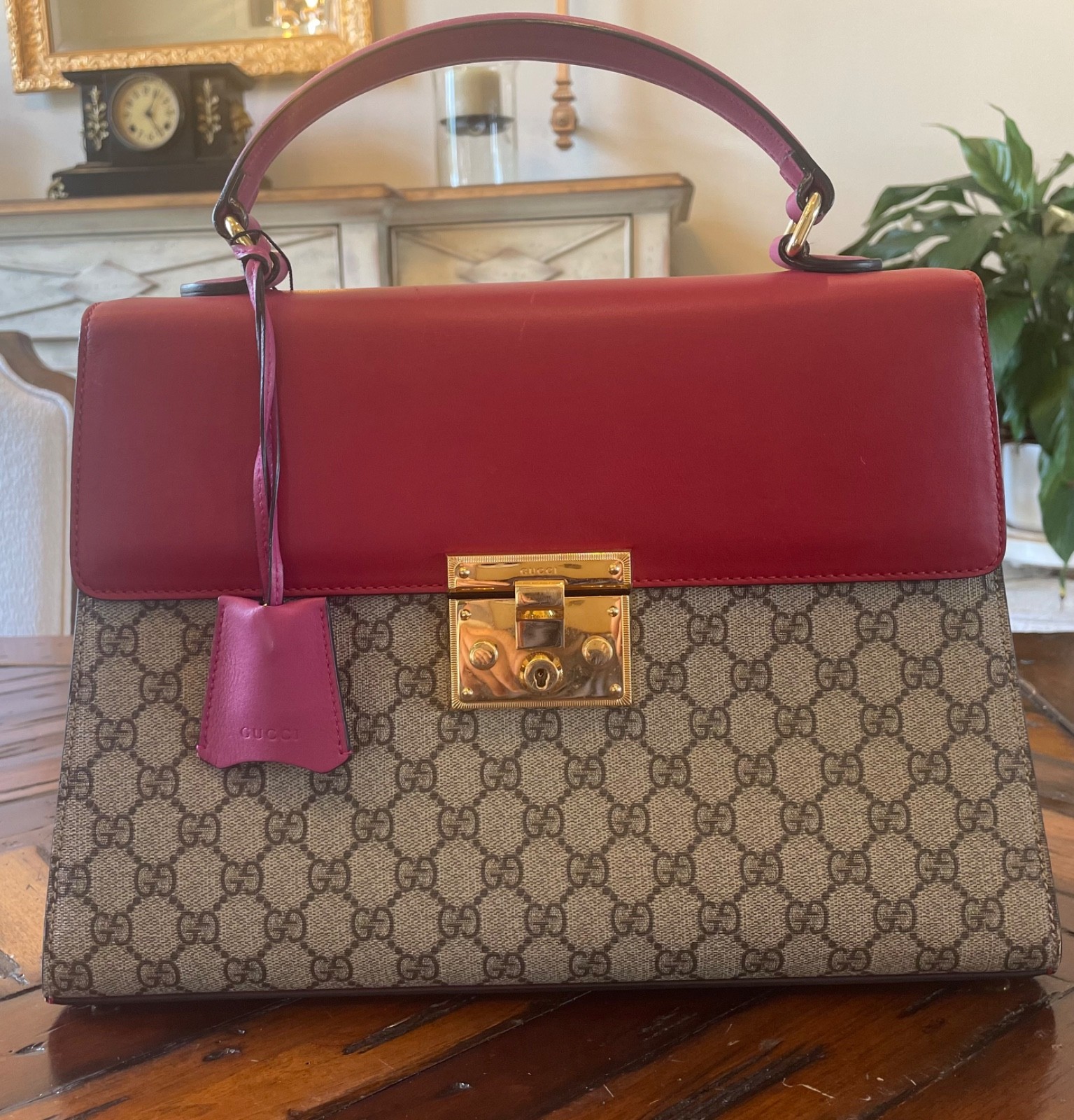 Gucci GG Supreme Monogram Canvas Top Handle Bag Handbag Purse