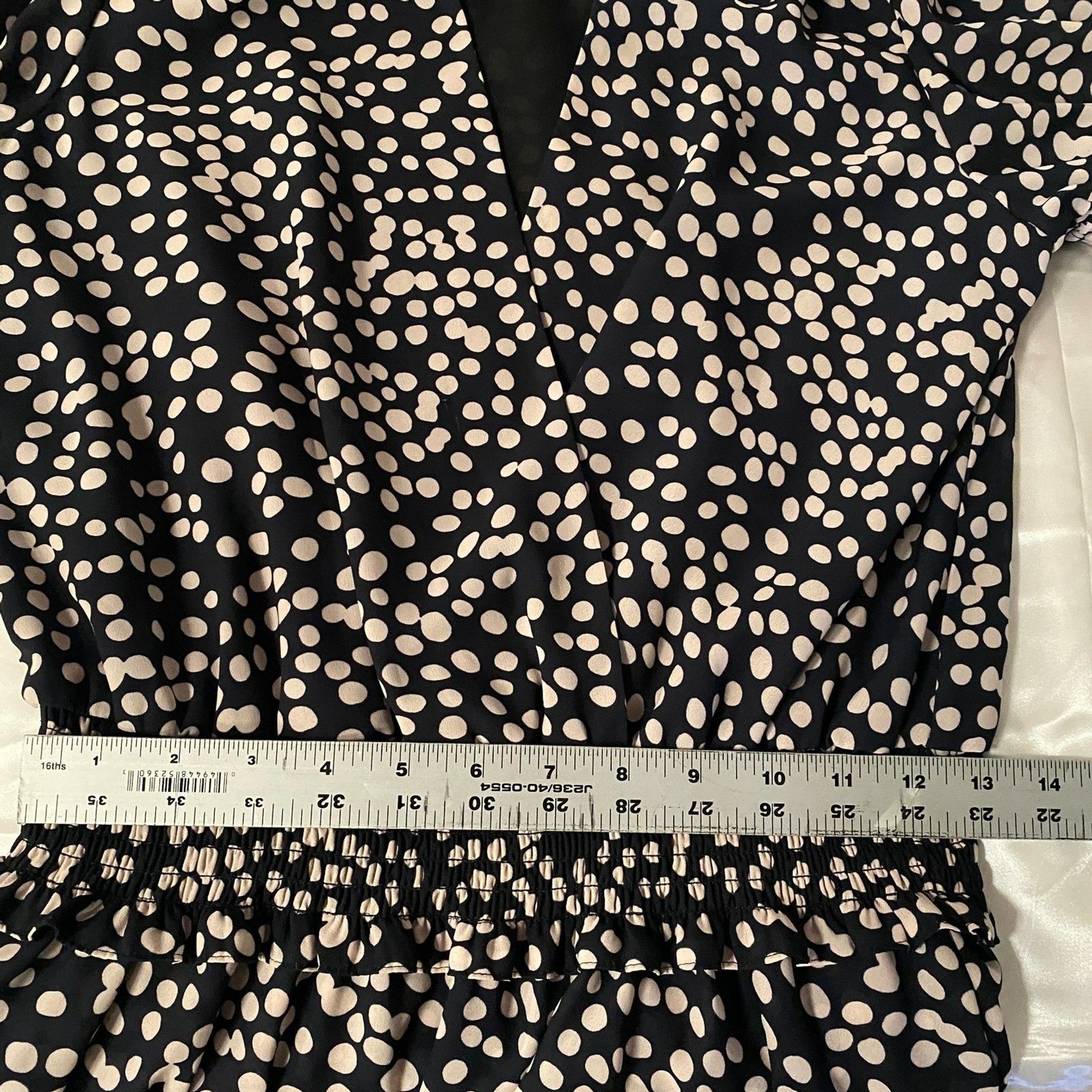 Amanda Uprichard Velma Black & White Polka Dot Ruffle Smocked Mini Revolve Med.