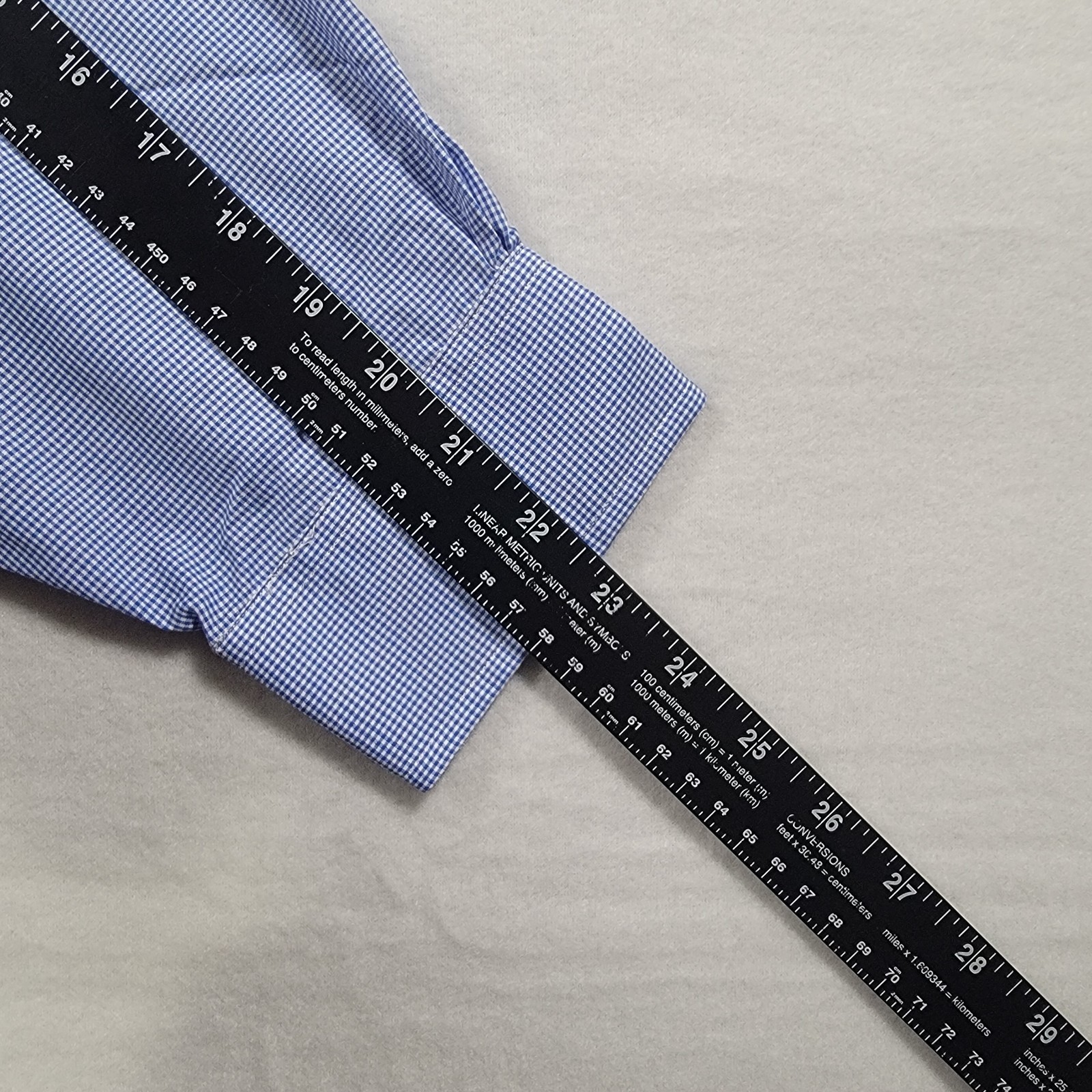 NEW VTG Brooks Brothers Shirt Mens 16.5 3 Blue Micro Check Relaxed Fit Cotton