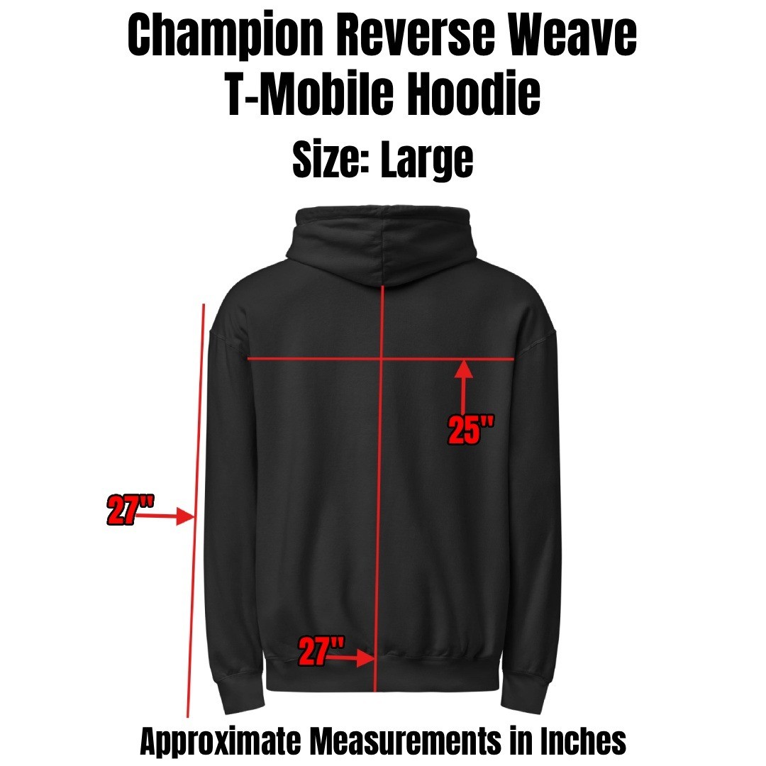 T-Mobile Champion Reverse Weave Hoodie Mens Large Black Tie Die Acid Wash